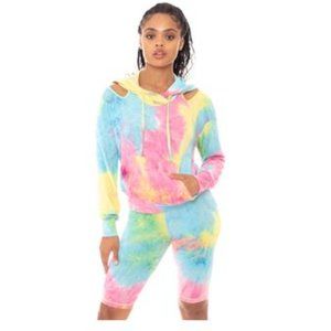 5 PACK!! TIE DYE CUT OUT DETAIL SWEATERSHIRT PULLOVER SET
